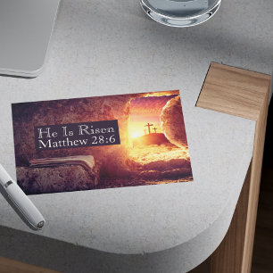 He Is Risen Three Crosses Empty Tomb Easter Holiday Postcard