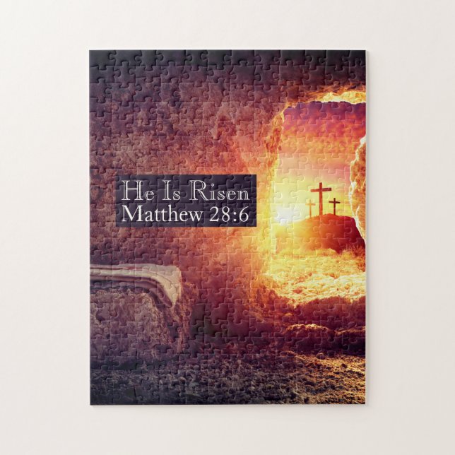 He Is Risen Three Crosses Empty Tomb Easter Jigsaw Puzzle (Vertical)