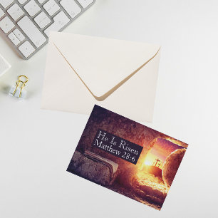 He Is Risen Three Crosses Empty Tomb Printable Holiday Card