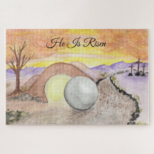 "He Is Risen" Tomb Watercolor Jigsaw Puzzle