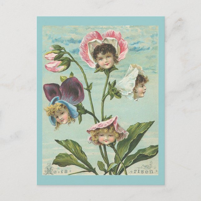 He Is Risen Vintage Christian Easter Holiday Postcard (Front)