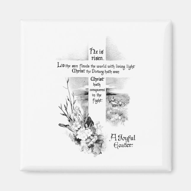 He Is Risen Vintage Christian Easter Magnet (Front)