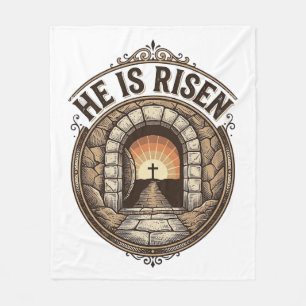 He Is Risen Vintage Easter Cross Shirt Fleece Blanket