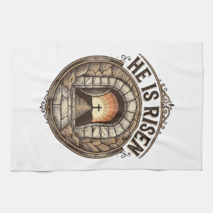 He Is Risen Vintage Easter Cross Shirt Tea Towel