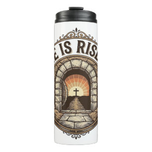 He Is Risen Vintage Easter Cross Shirt Thermal Tumbler