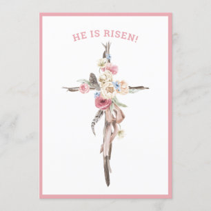 He Is Risen   Watercolor Cross   Easter Card
