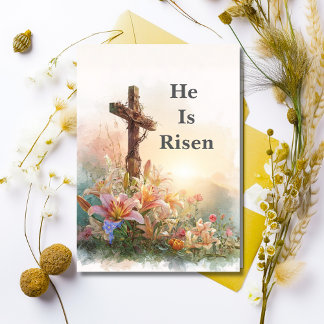 He Is Risen Watercolor Easter Card