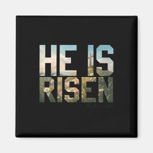 He Is Risen Wildflower Cross Jesus Christian Easte Magnet