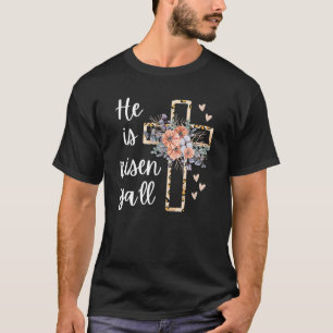 He Is Risen Ya'll Cheetah Cross Christian Faith Ha T-Shirt
