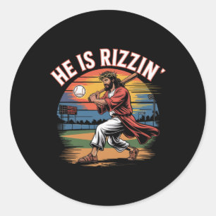 He Is Rizzen Easter Jesus Saves Shirt Religious Ch Classic Round Sticker