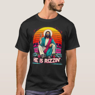 He Is Rizzen Jesus Has Rizzen Skateboarding Christ T-Shirt