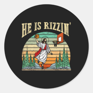 He Is Rizzin Bysketbyll Easter Day Classic Round Sticker
