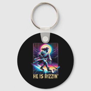 He Is Rizzin Christian Ice Hockey Lover Jesus Meme Key Ring