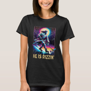 He Is Rizzin Christian Ice Hockey Lover Jesus Meme T-Shirt