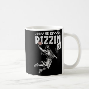 He Is Rizzin Christian Jesus Playing Basketball Ea Coffee Mug
