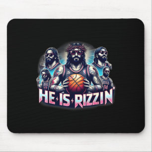 He Is Rizzin Christian Jesus Playing Basketball Ea Mouse Pad