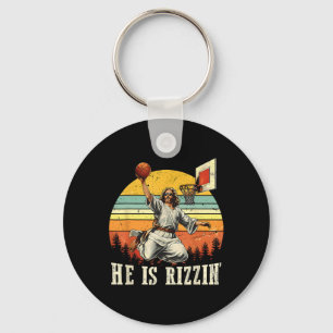 He Is Rizzin Easter Bysketll Christian  Key Ring
