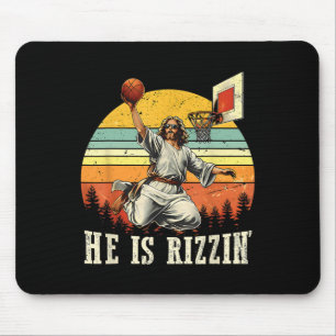 He Is Rizzin Easter Bysketll Christian Mouse Pad