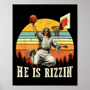 He Is Rizzin Easter Bysketll Christian Poster