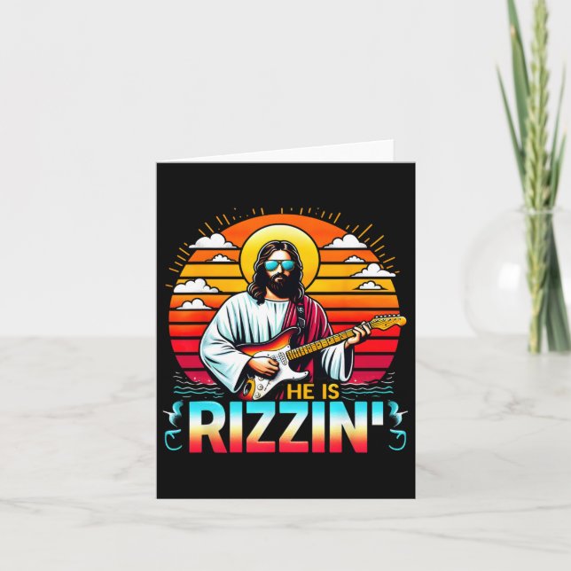 He Is Rizzin Easter Christian Jesus Funny Jesus Gu Card (Front)