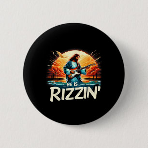 He Is Rizzin Easter Christian Jesus Vintage Jesus  6 Cm Round Badge