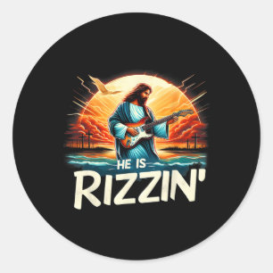 He Is Rizzin Easter Christian Jesus Vintage Jesus  Classic Round Sticker