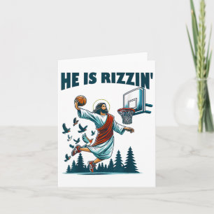 He Is Rizzin Easter Day Playing Basketball 2 Card