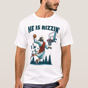 He Is Rizzin Easter Day Playing Basketball 2 T-Shirt