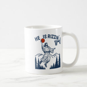 He Is Rizzin Easter Funny Basketball Christian Rel Coffee Mug