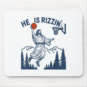 He Is Rizzin Easter Funny Basketball Christian Rel Mouse Pad