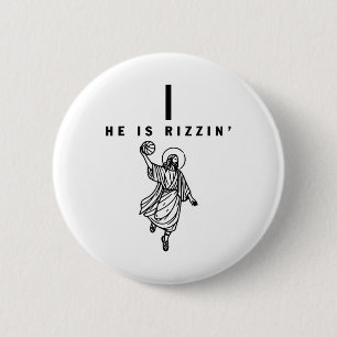 He Is Rizzin Easter Jesus Bysketbyll Christian Rel 6 Cm Round Badge