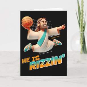 He Is Rizzin' Easter Risen Jesus Christian Faith B Card