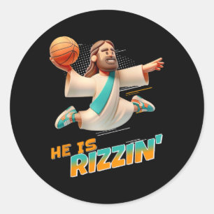 He Is Rizzin' Easter Risen Jesus Christian Faith B Classic Round Sticker