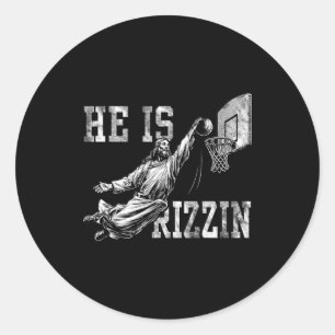 He Is Rizzin Funny Christian Basketball Meme Easte Classic Round Sticker