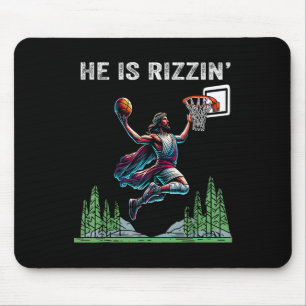 He Is Rizzin Funny Easter Jesus Sketll Meme Mens W Mouse Pad