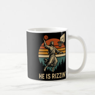 He Is Rizzin' Funny Easter Sketll Jesus Dunking Re Coffee Mug