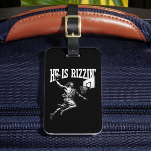 He Is Rizzin Funny Jesus Basketball Easter Day Luggage Tag