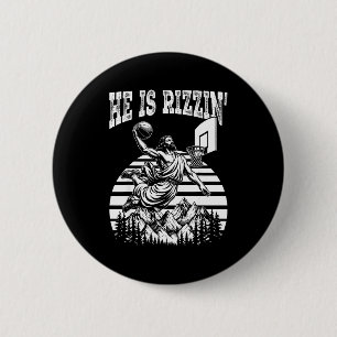 He is rizzin funny jesus basketball meme easter 6 cm round badge