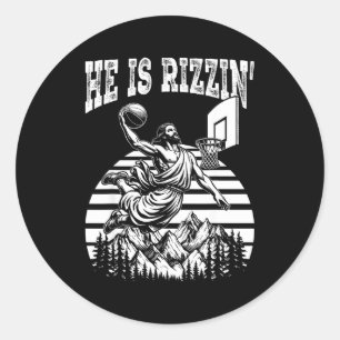 He is rizzin funny jesus basketball meme easter classic round sticker