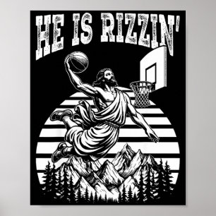 He is rizzin funny jesus basketball meme easter poster