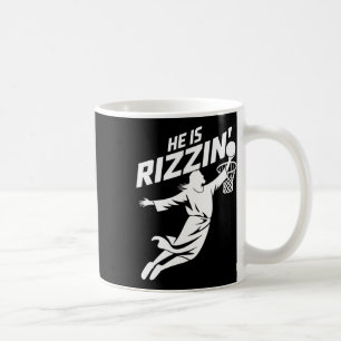He Is Rizzin Funny Jesus Bysketbyll Meme Retro Eas Coffee Mug