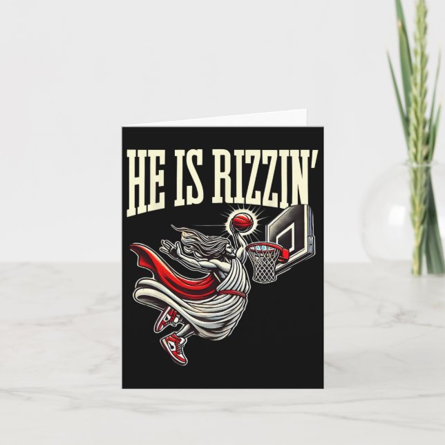 He Is Rizzin Funny Jesus Bysketll Meme  Card (Front)