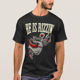 He Is Rizzin Funny Jesus Bysketll Meme  T-Shirt