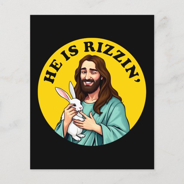 He Is Rizzin Funny Jesus Christian Easter Day Flyer (Front)