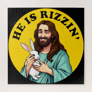 He Is Rizzin Funny Jesus Christian Easter Day Jigsaw Puzzle