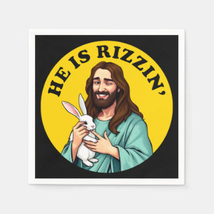 He Is Rizzin Funny Jesus Christian Easter Day Napkin