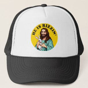 He Is Rizzin Funny Jesus Christian Easter Day Trucker Hat