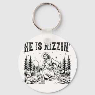 He is rizzin funny jesus pickleball christian key ring