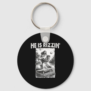 He Is Rizzin Funny Jesus Pickleball Meme Christian Key Ring