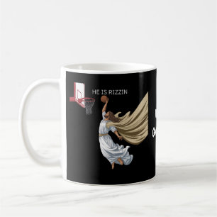 He Is Rizzin Funny Jesus Playing Basketball Retro Coffee Mug